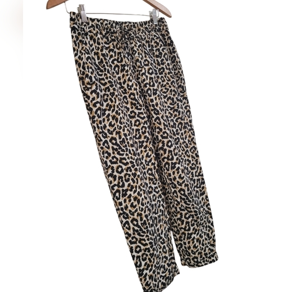 J.Crew Leopard Print Linen Cotton Drawstring Pants With Pockets Size 4 NWOT - Picture 3 of 6